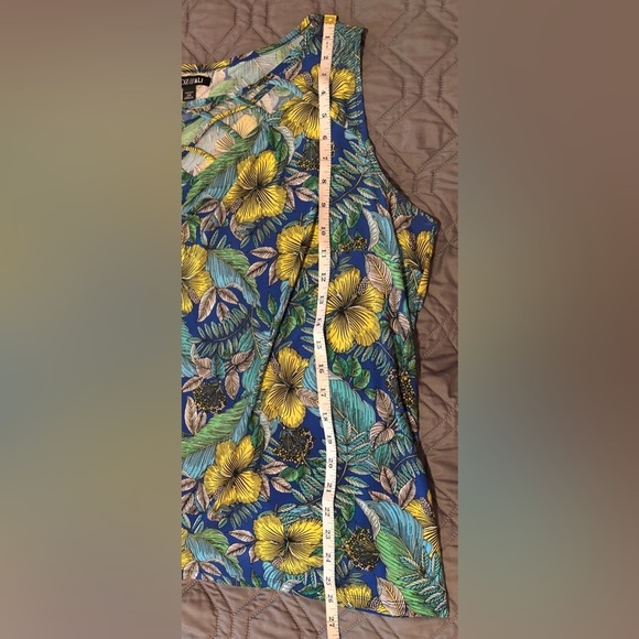 Roz & Ali Blue Green Sleeveless Tank Top Tropical Print - Picture 6 of 6